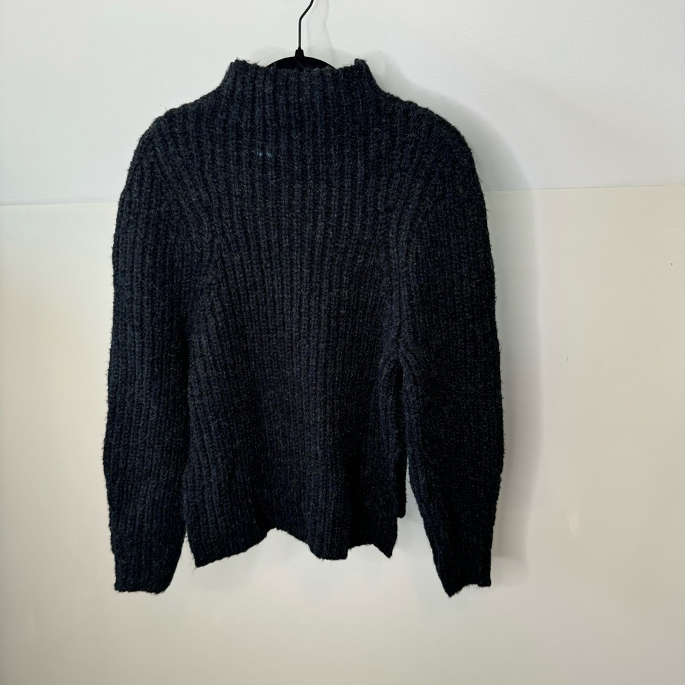 Leith Mock Neck Gray Chunky Knit Heavy Weight Pullover Sweater Long Sleeve - Picture 9 of 10